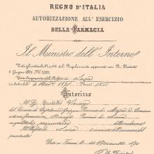Licenza originale del 1870 rilasciata a Castelli Vincenzo
